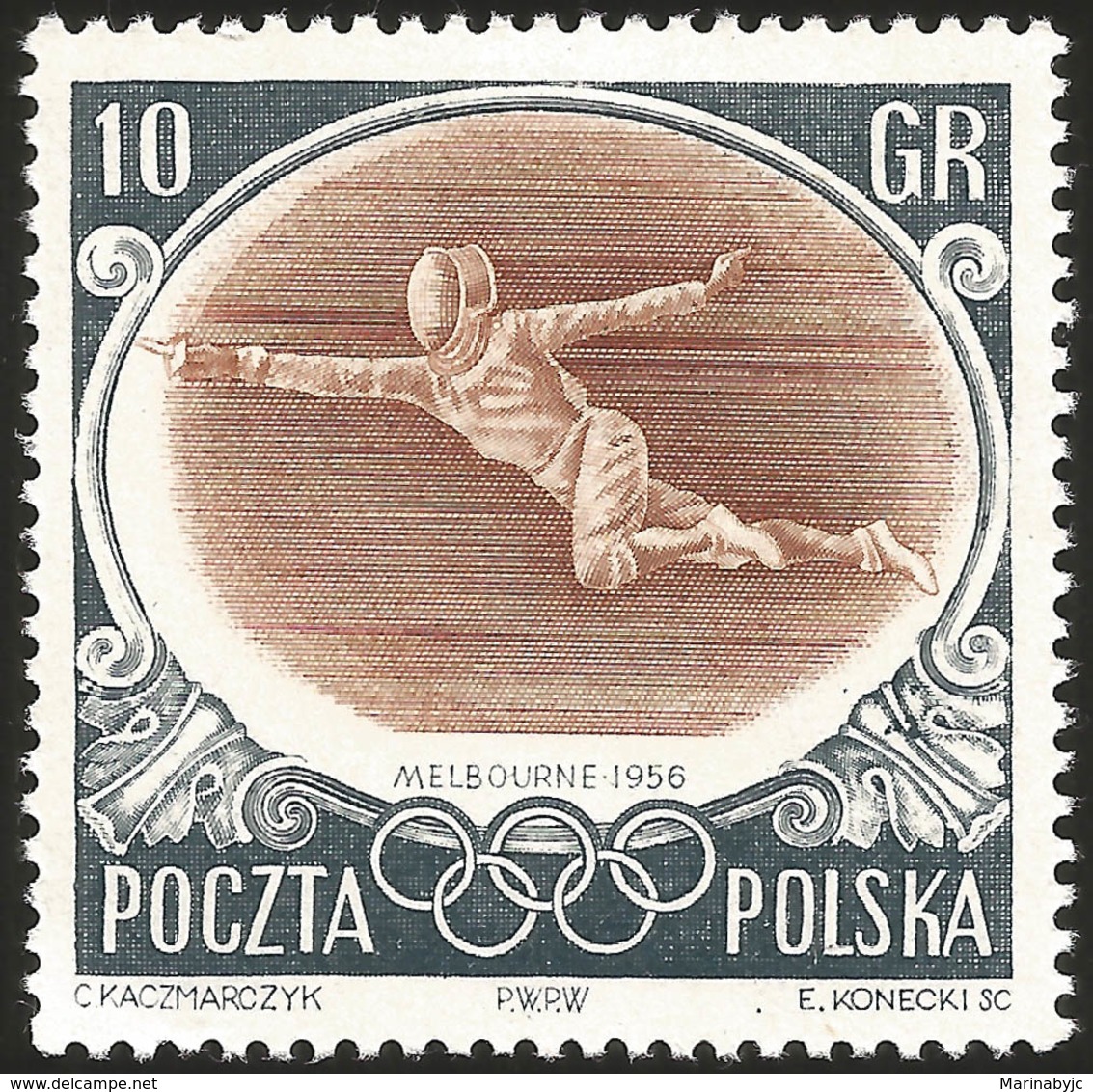 V) 1956 POLAND, 16TH OLYMPIC GAME, MELBOURNE - Unused Stamps