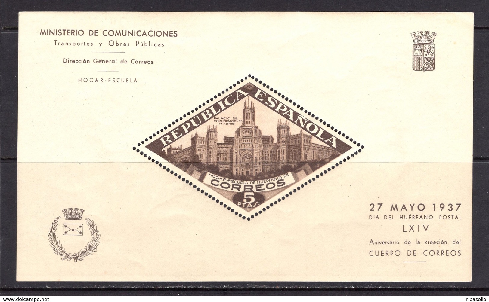 España 1937. Beneficencia. Huerfano Postal. Ed 17. MNH. **. - Beneficenza