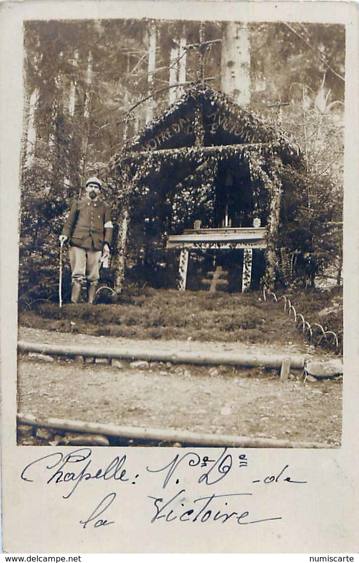 Cpa Carte Photo 1916, Haute Alsace, Chapelle Notre Dame De La Victoire Dans La Forêt, M. CLUZEL Aumônier - Autres & Non Classés