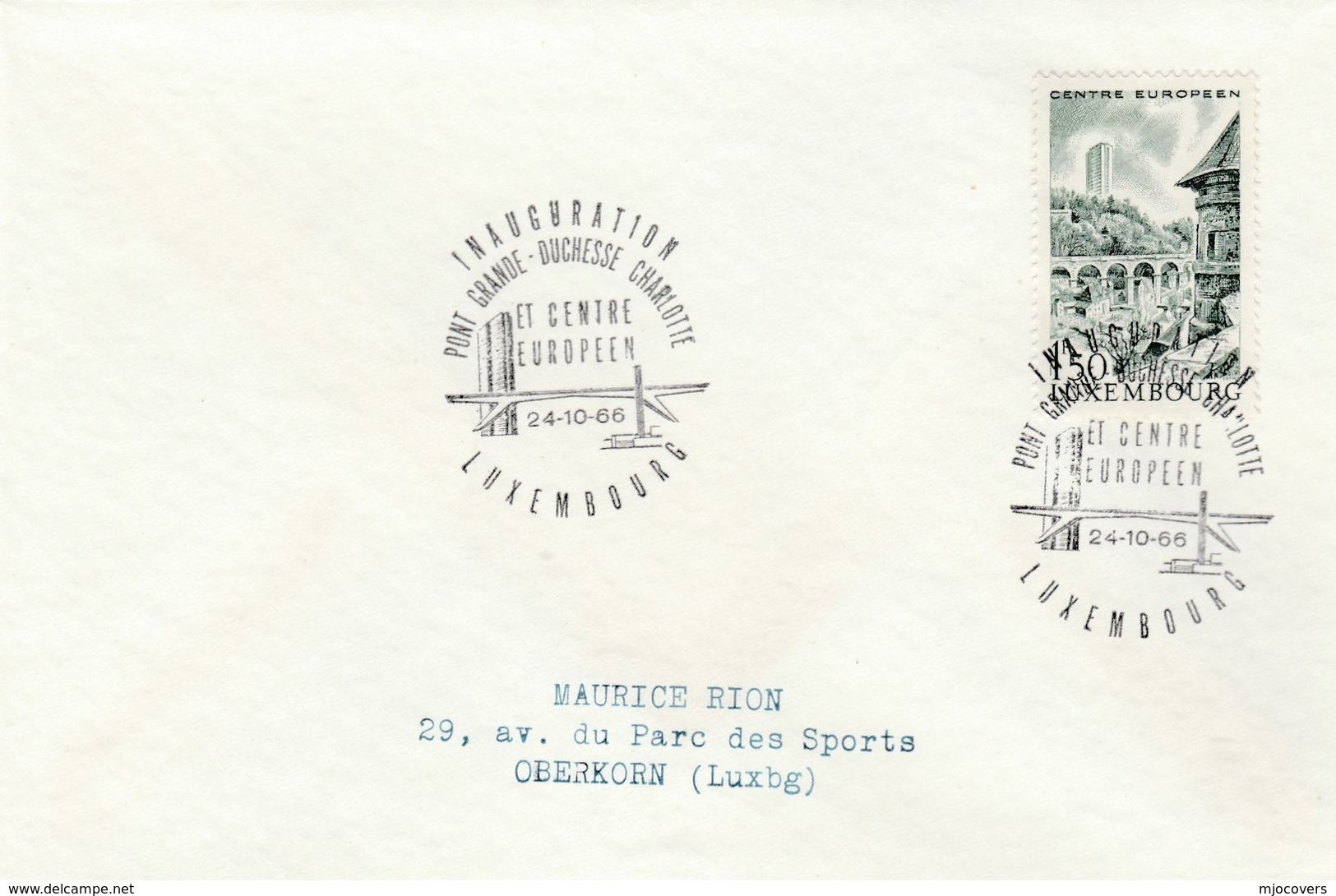 1966 INAUGURATION Of BRIDGE GRAND DUCHESS CHARLOTTE EVENT COVER Luxembourg Stamps - Bridges