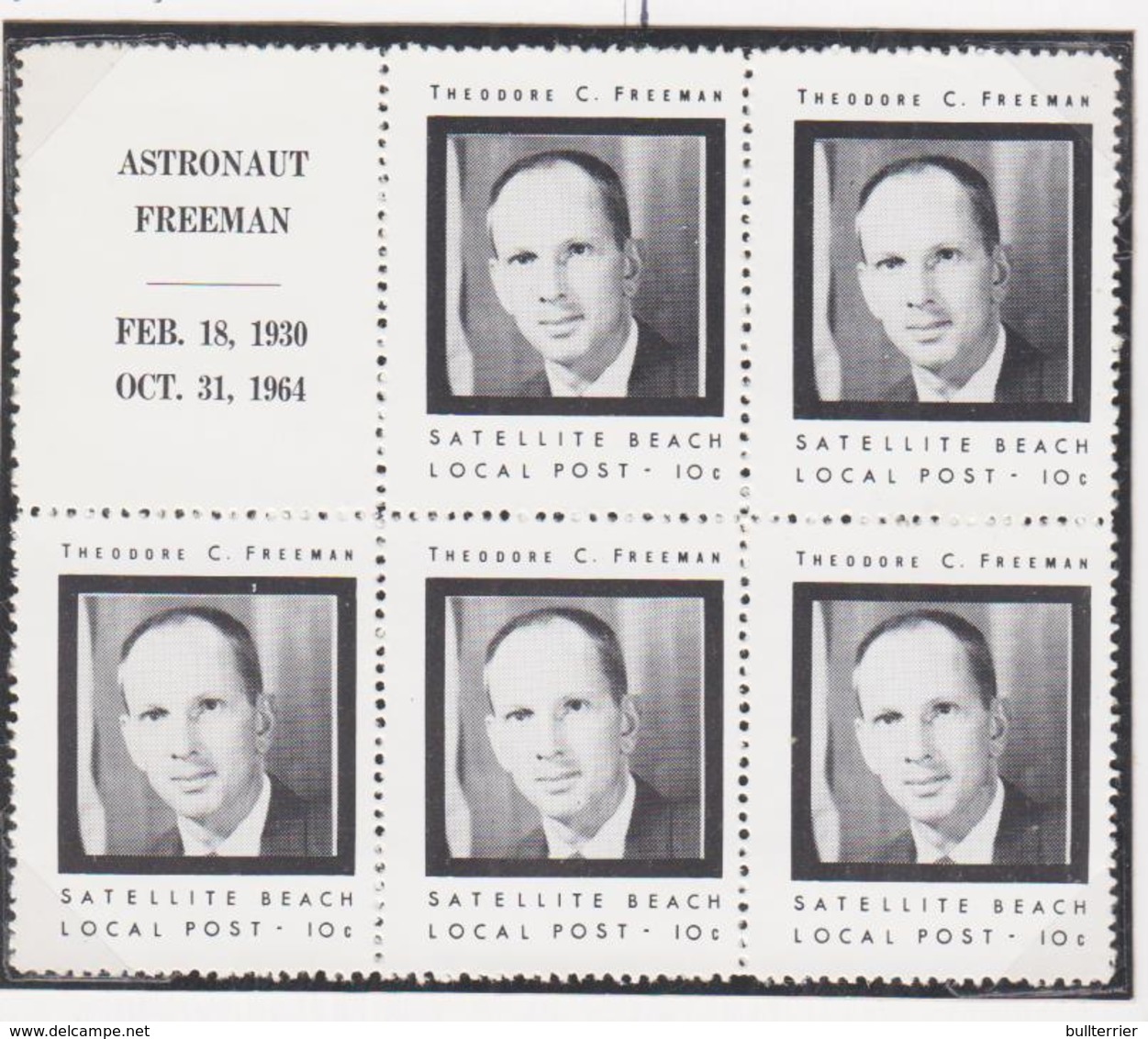 SPACE - USA /LOCAL  POST - 1964 --FREEMAN LOCAL POST BLOCK OF 5 + LABEL + FOLDED SHEET - United States