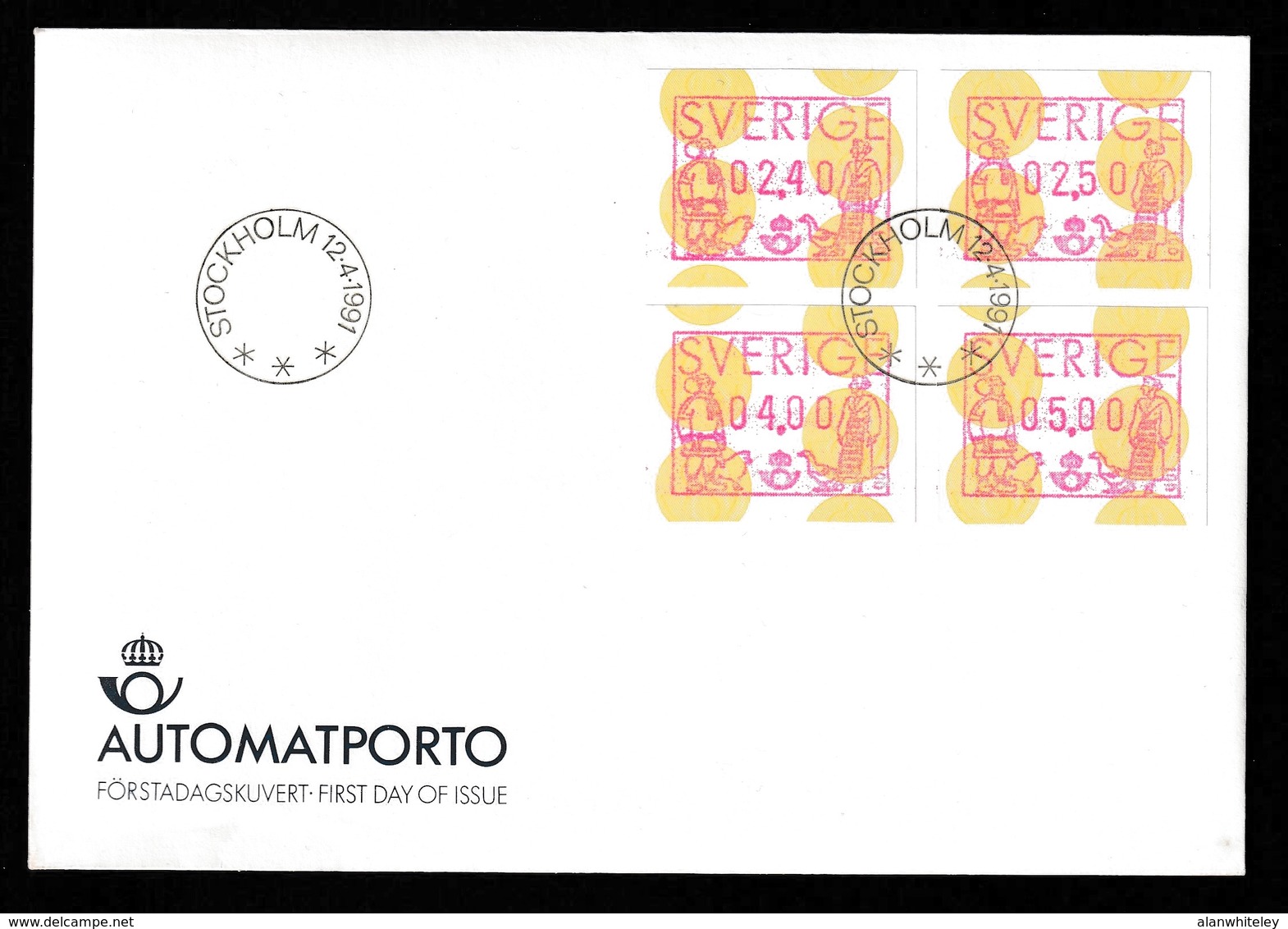 SWEDEN 1991 Automatporto / FRAMA Labels: First Day Cover CANCELLED - Machine Labels [ATM]