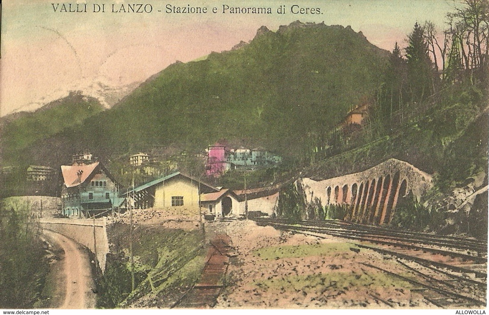 4805" VALLI DI LANZO-STAZIONE E PANORAMA DI CERES "  - CART. POST. ORIGINALE  SPED.1916 - Altri & Non Classificati