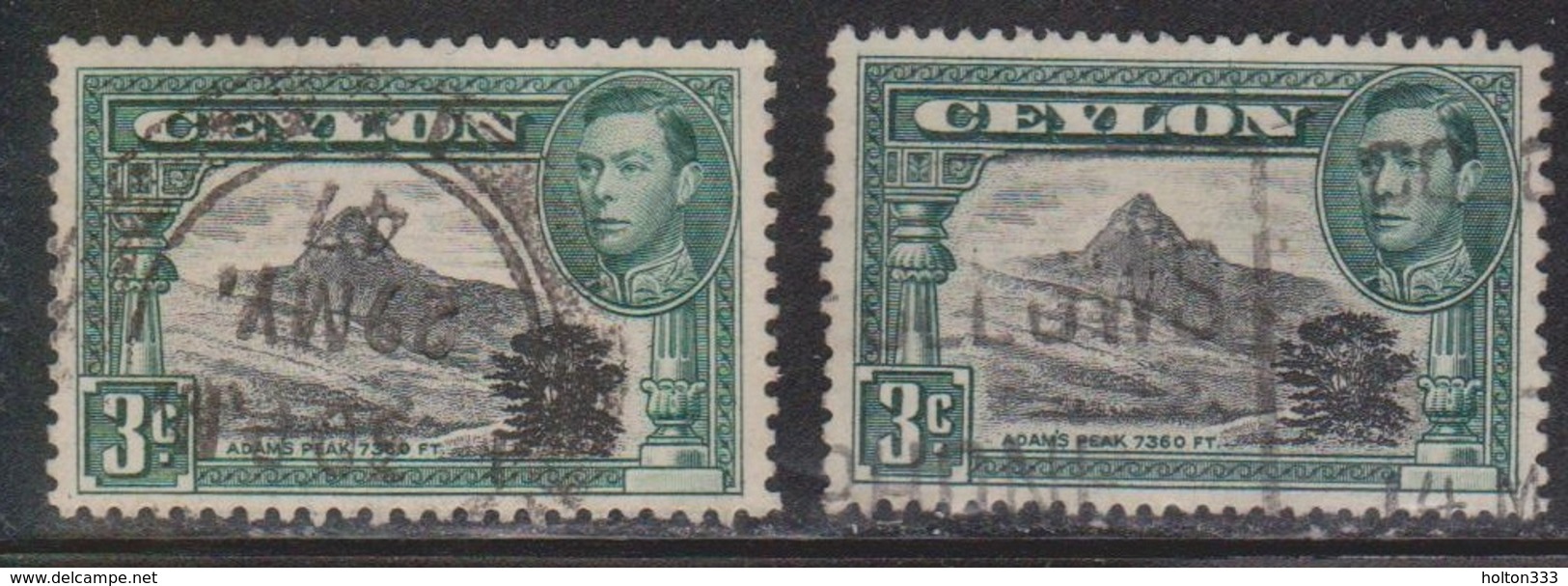 CEYLON Scott # 279d, 279e Used - KGVI & Adam's Peak - Ceylon (...-1947)