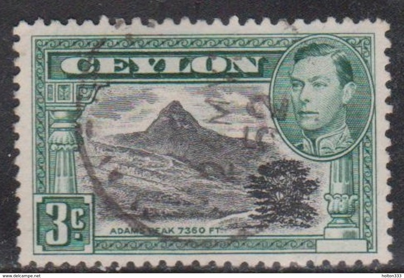 CEYLON Scott # 279d Used Perf 12 X 12 - KGVI & Adam's Peak - Ceylon (...-1947)