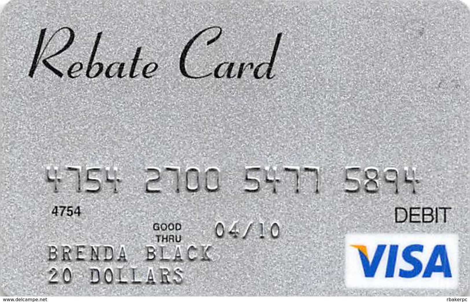 $20 Visa Rebate Debit Card (no Value) - Gift Cards