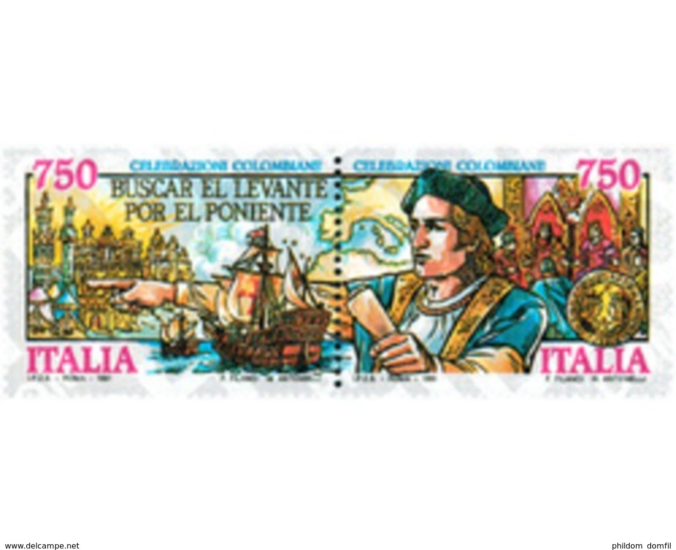 Ref. 124666 * MNH * - ITALY. 1991. 500th ANNIVERSARY OF AMERICA  DISCOVERY . 500 ANIVERSARIO DEL DESCUBRIMIENTO DE AMERI - 1991-00: Nieuw/plakker