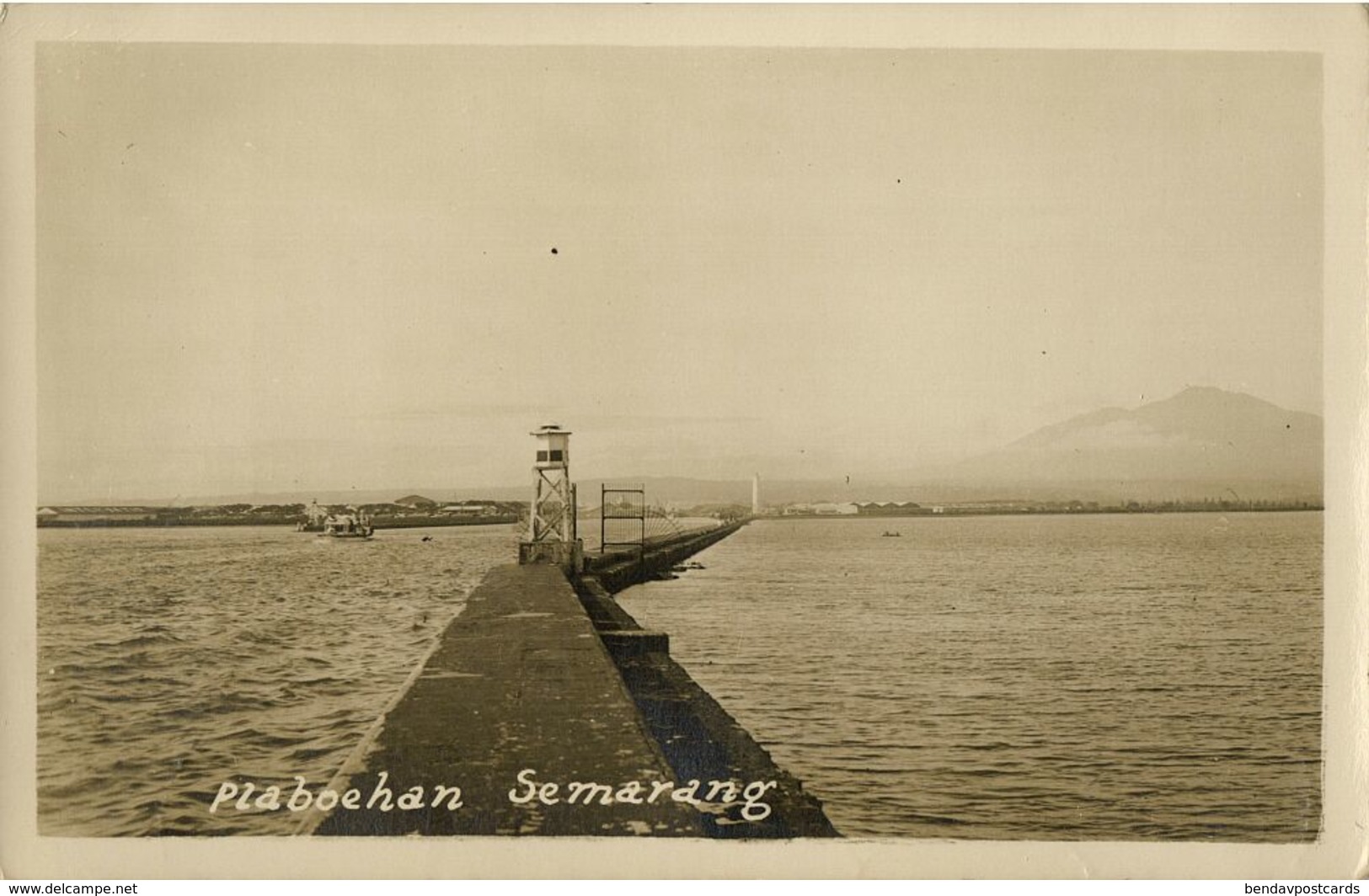 Indonesia, JAVA SEMARANG, Pelabuhan Harbour, Lighthouse (1920s) RPPC - Indonesien