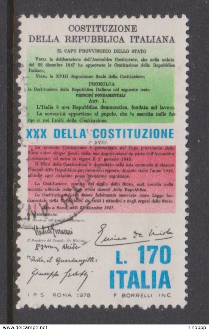 Italy Republic S 1422 1978 30th Anniversary Of Constitution,used - 1971-80: Used