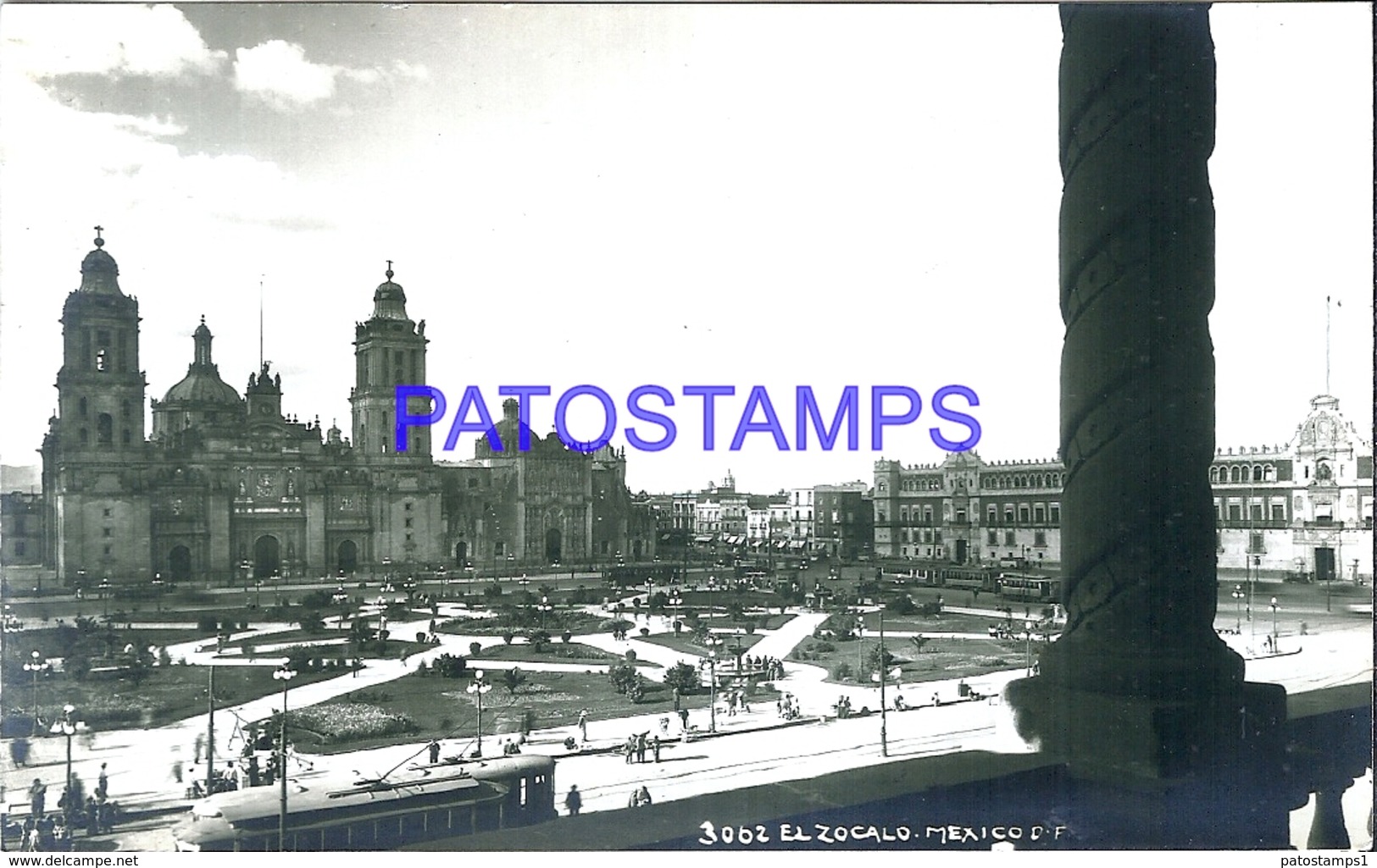 116179 MEXICO D.F EL ZOCALO & TRANVIA TRAMWAY POSTAL POSTCARD - Mexique