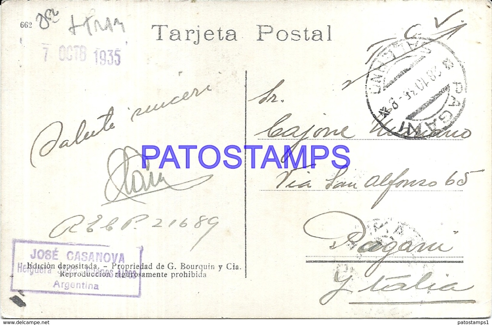 116228 ARGENTINA BUENOS AIRES CALLE LIBERTAD Y ESCUELA ROCA & TRANVIA TRAMWAY CIRCULATED TO ITALY  POSTAL POSTCARD - Argentina