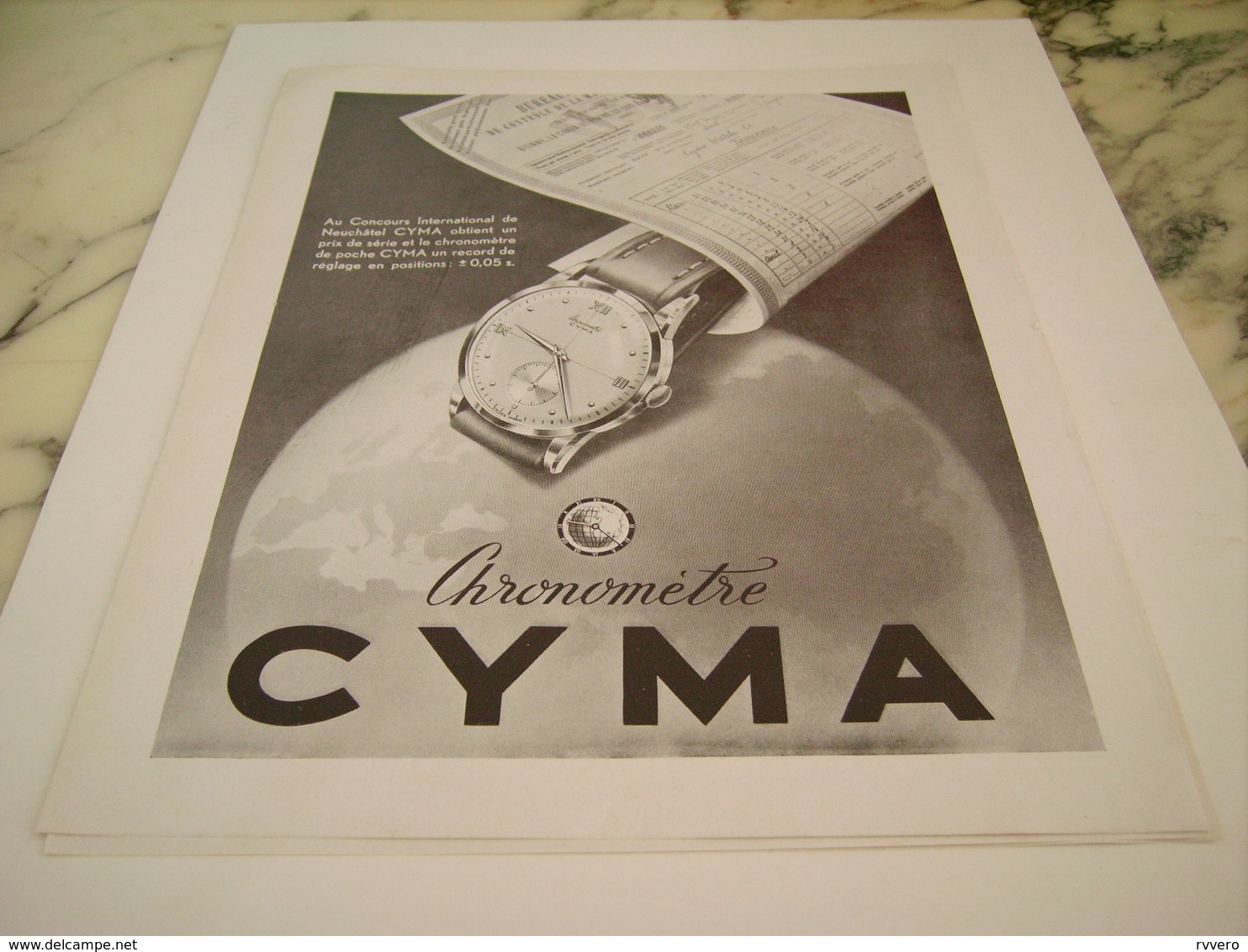 ANCIENNE PUBLICITE CONCOURS DE NEUCHATEL  MONTRE  CYMA 1949 - Autres & Non Classés