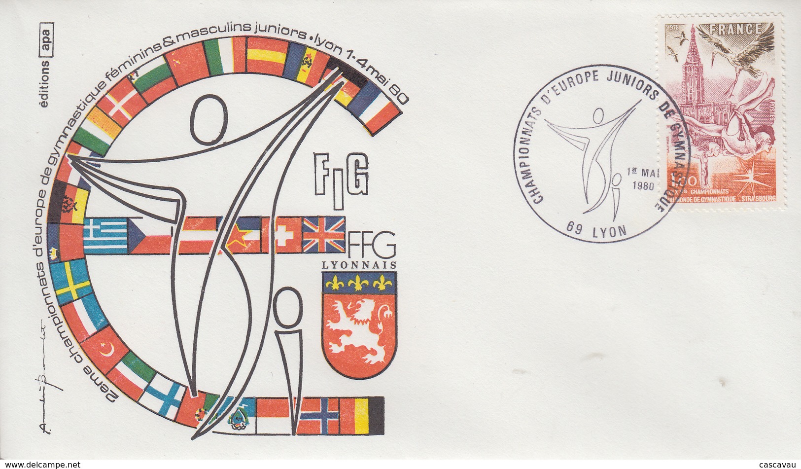 Enveloppe  Championnat D' Europe  Juiniors  De  GYMNASTIQUE    LYON     1980 - Gymnastik