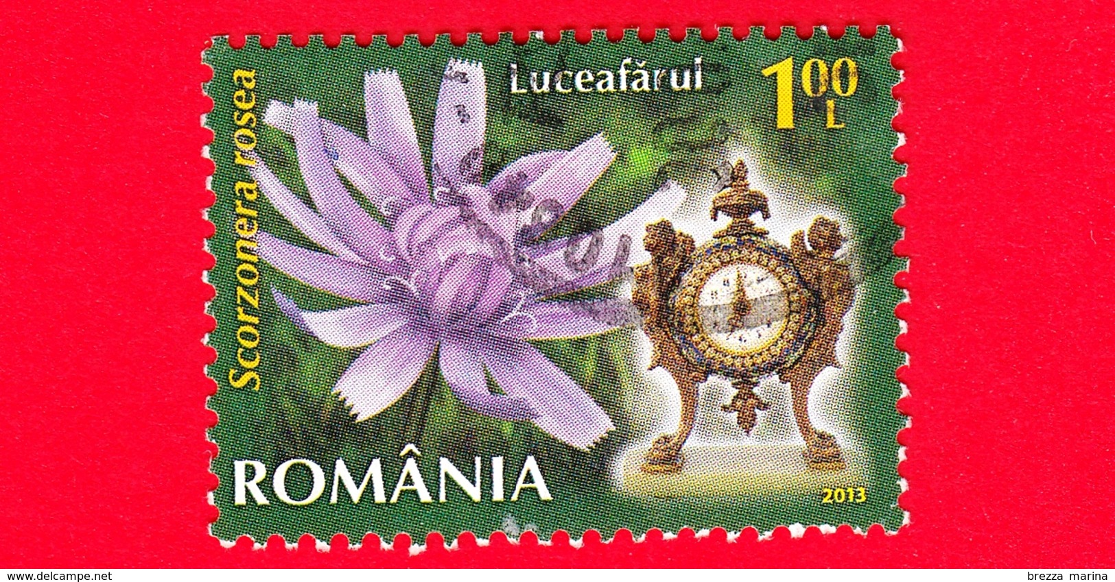 ROMANIA - Usato - 2013 - Fiori - Flowers - Scorzonera Rosea - Orologio 7 A.m - 1.00 - Oblitérés