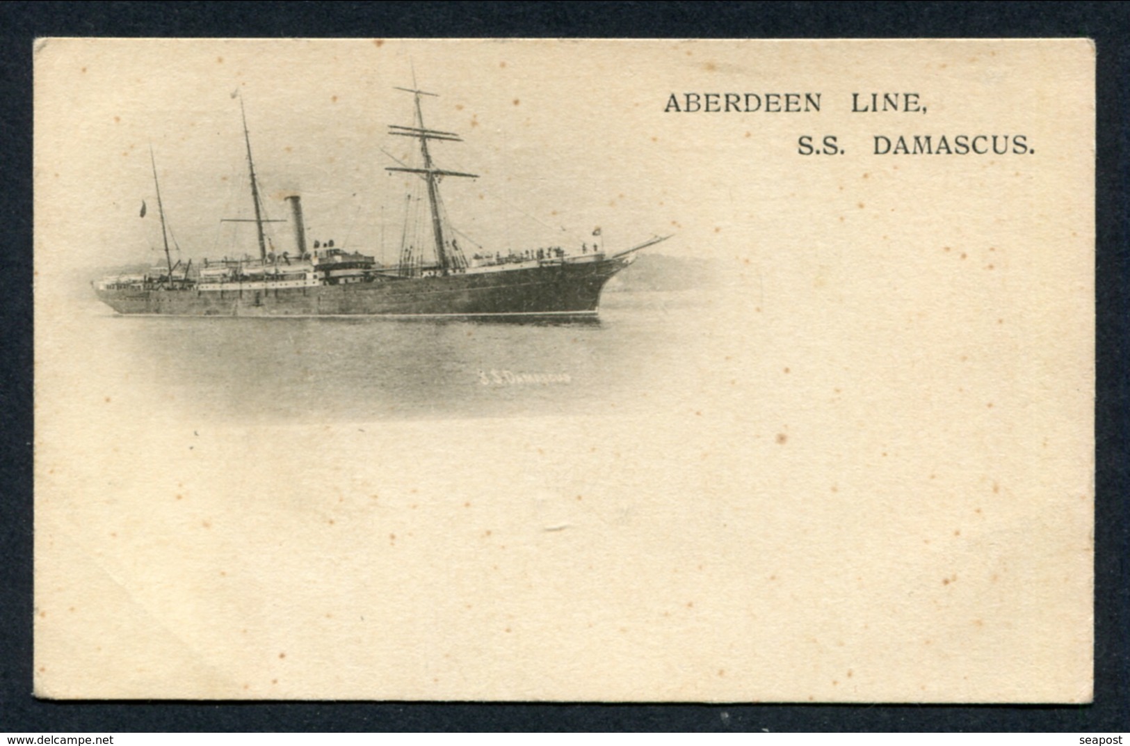 C1900-3 POSTCARD -- ABERDEEN LINE SS "DAMASCUS" B1887 -- ABERDEEN LINE 1897-1910 - Steamers