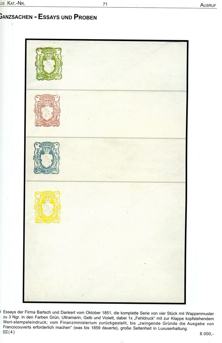 23. Auktion Potsdamer Philatelistsiches Büro Oktober  2000 - 150 Jahre Sächsische Briefmarken - Auktionskataloge