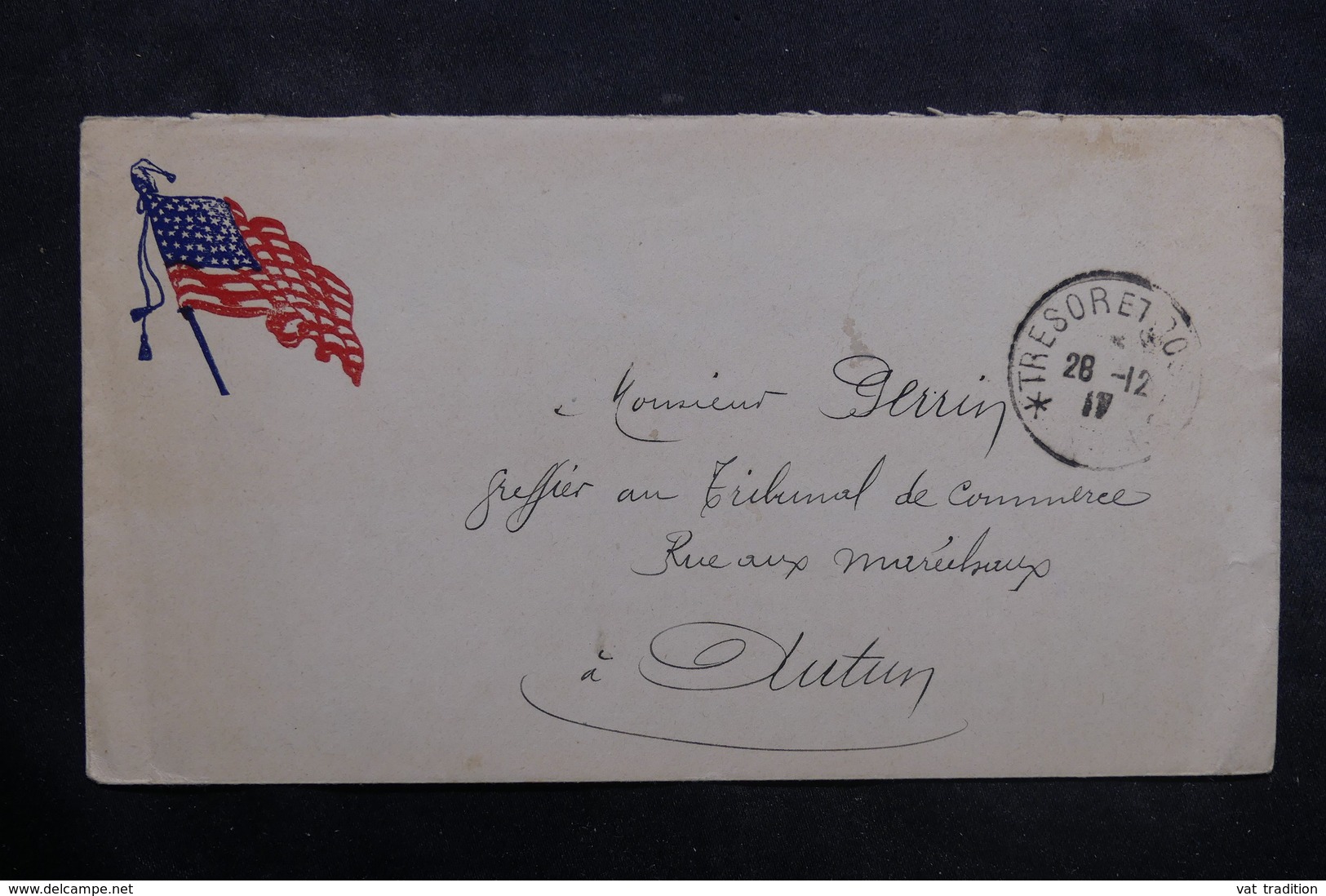 FRANCE - Enveloppe Américaine En FM Pour Autun En 1917 - L 36073 - 1. Weltkrieg 1914-1918