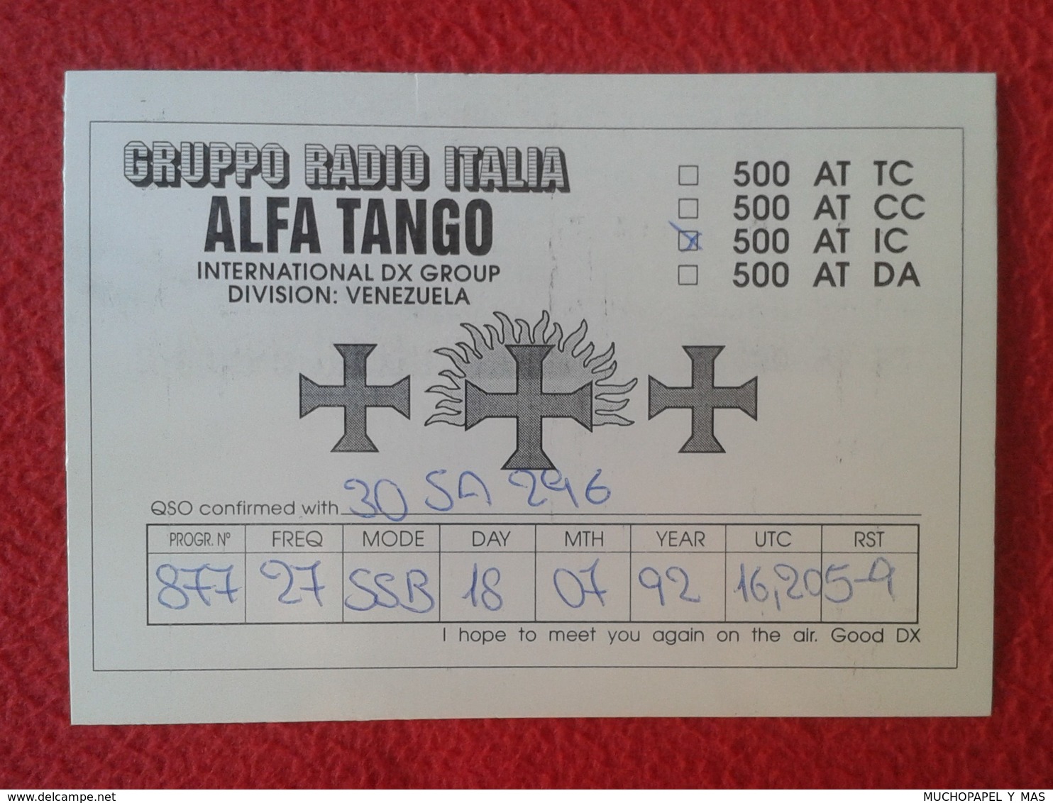 POSTAL POST CARD QSL RADIOAFICIONADOS RADIO AMATEUR GRUPPO ALFA TANGO ITALIA VENEZUELA SOUTH AMERICA AMÉRIQUE DU SUD VER - Otros & Sin Clasificación