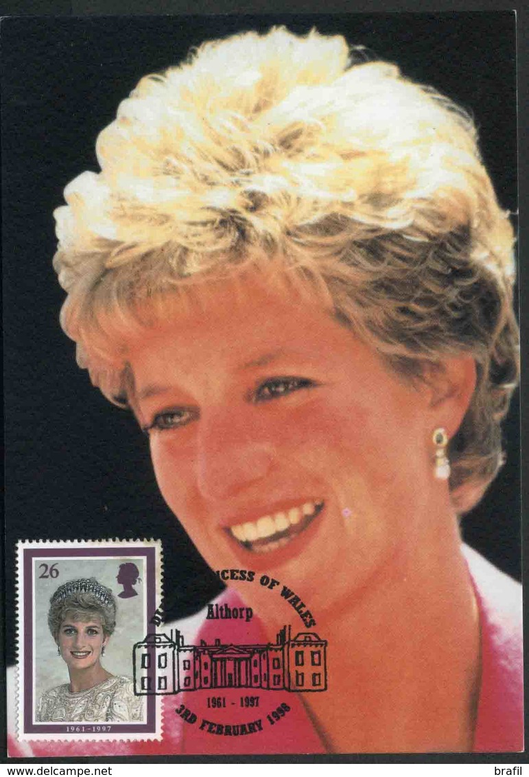 1998 Diana Princess Of Walles, Cartolina Maximum Gran Bretagna - Case Reali