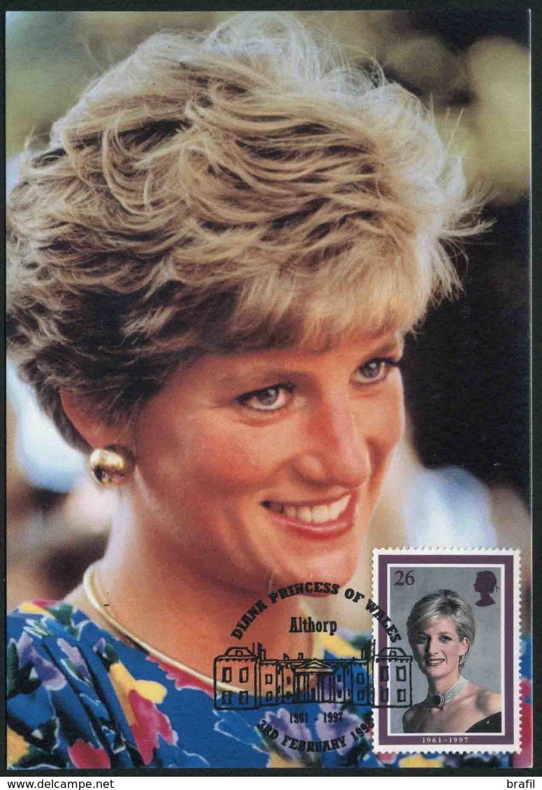 1998 Diana Princess Of Walles, Cartolina Maximum Gran Bretagna - Case Reali