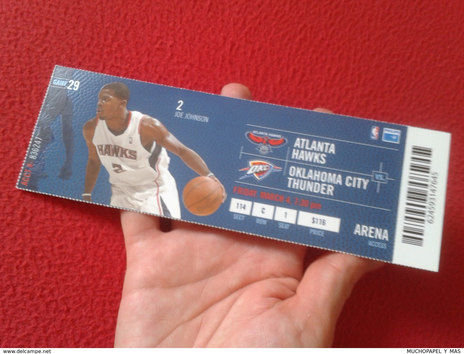 ENTRADA TICKET ENTRY ENTRANCE PARTIDO NBA GAME MATCH BASKET BALL BALONCESTO ATLANTA HAWKS OKLAHOMA CITY THUNDER 2009-10 - Tickets - Entradas