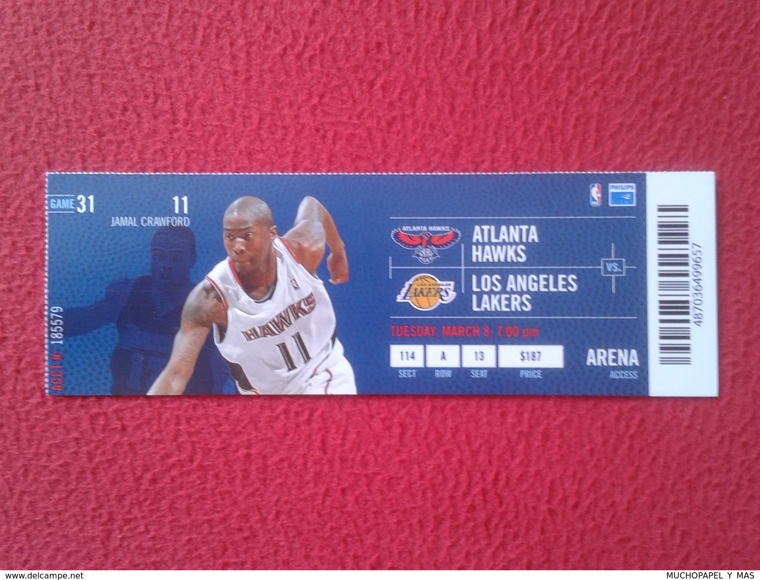 ENTRADA TICKET ENTRY ENTRANCE PARTIDO NBA GAME MATCH BASKET BALL BALONCESTO ATLANTA HAWKS LOS ANGELES LAKERS 2009-2010 - Tickets - Entradas