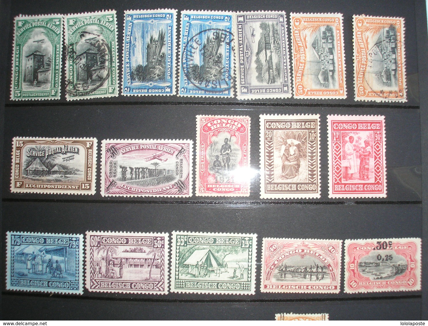 CONGO BELGE - Petite collection de bons timbres neufs et oblitérés à étudier - 9 photos - A VOIR absolument