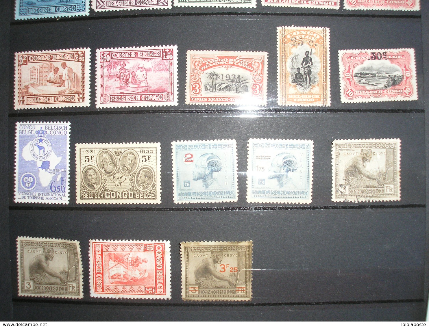 CONGO BELGE - Petite collection de bons timbres neufs et oblitérés à étudier - 9 photos - A VOIR absolument