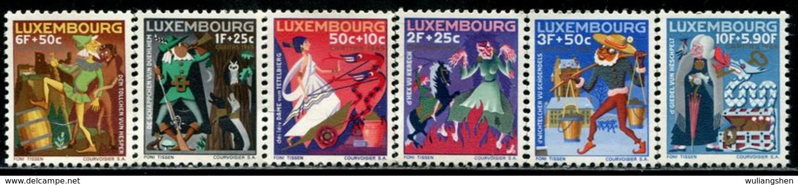 AL0681 Luxembourg 1965 Folk Myth Fairy Tale 6V MNH - Unused Stamps