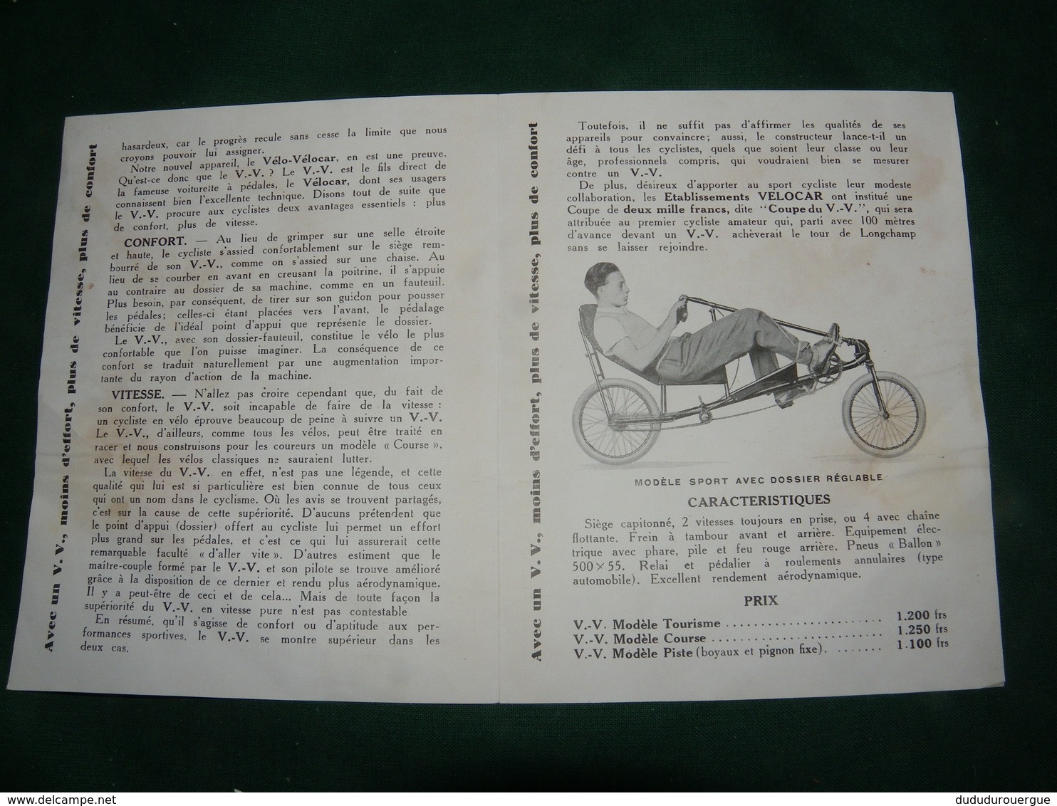 LE V.V. , VELO VELOCAR  , CH. MOCHET CONSTRUCTEUR A PUTEAUX - Publicités