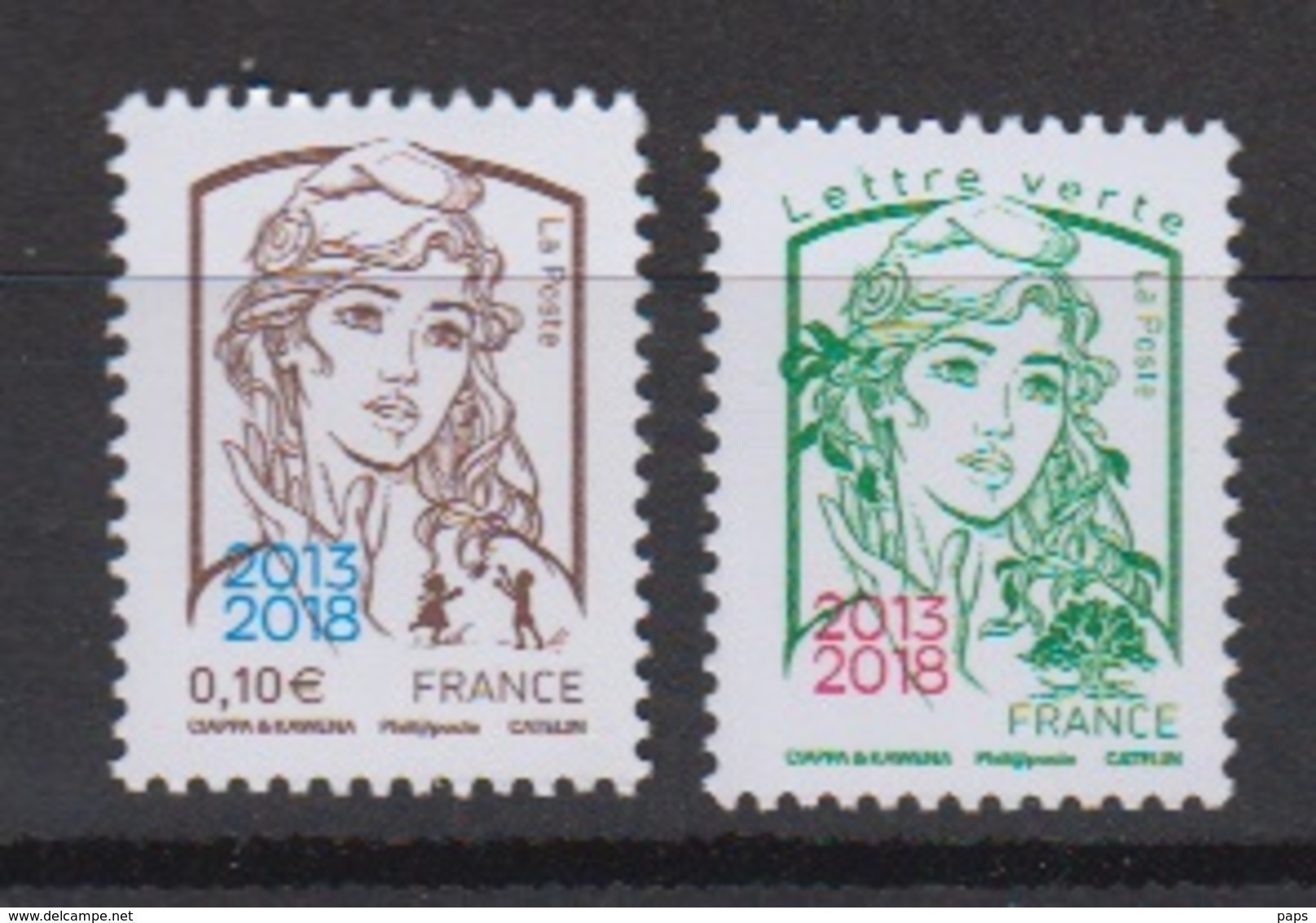 2018-N°5234/5235** MARIANNE DE CIAPPA ET KAWENA SURCHARGE 2013/2018 DU SALON PARIS PHILEX 2018 - Unused Stamps