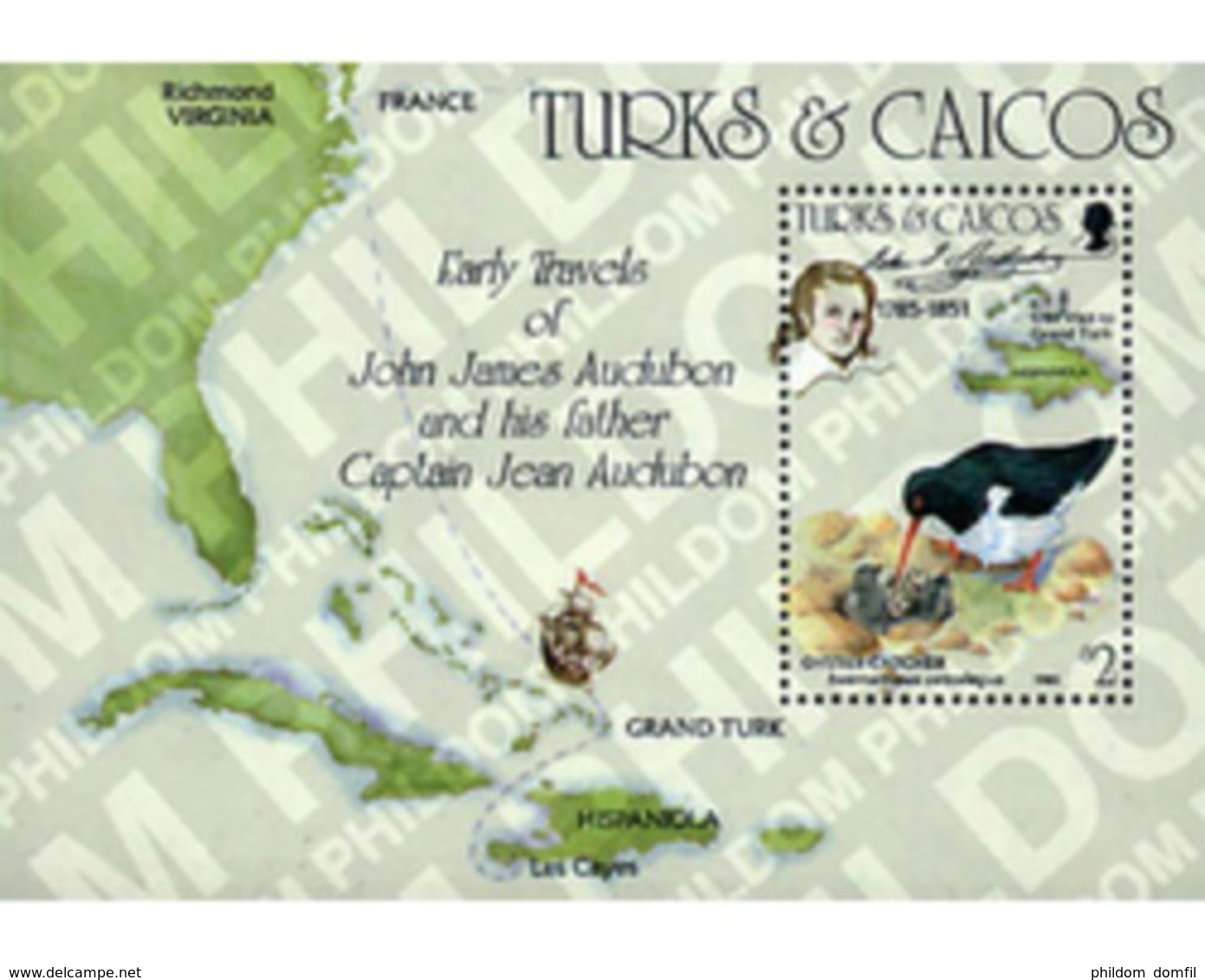 Ref. 31389 * MNH * - TURKS AND CAICOS Islands. 1985. BICENTENARY OF THE BIRTH OF ORNITHOLOGIST J.J. AUDUBON . BICENTENAR - Turcas Y Caicos