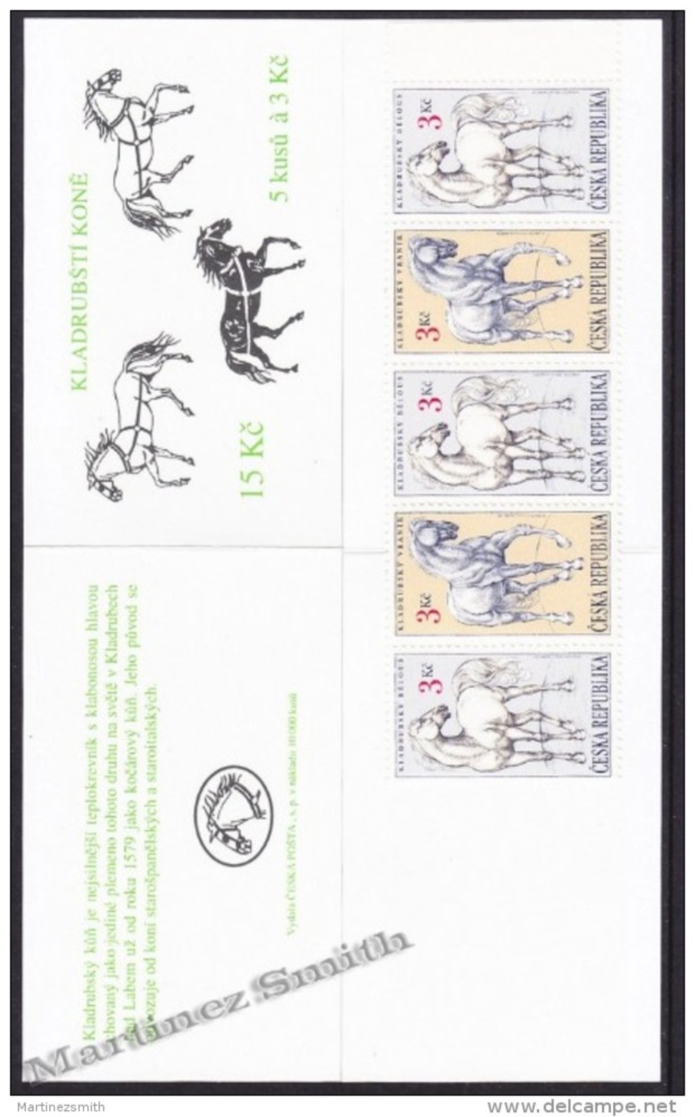 Czech Republic - Tcheque 1996 Yvert C120 Fauna, Kladruby Horse - Booklet -  MNH - Nuevos