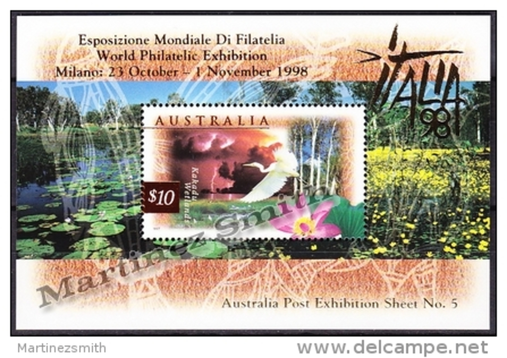 Australie - Australia 1998 Yvert BF 53, Fauna, Birds, Overprinted Italia '98 - Miniature Sheet - MNH - Hojas Bloque