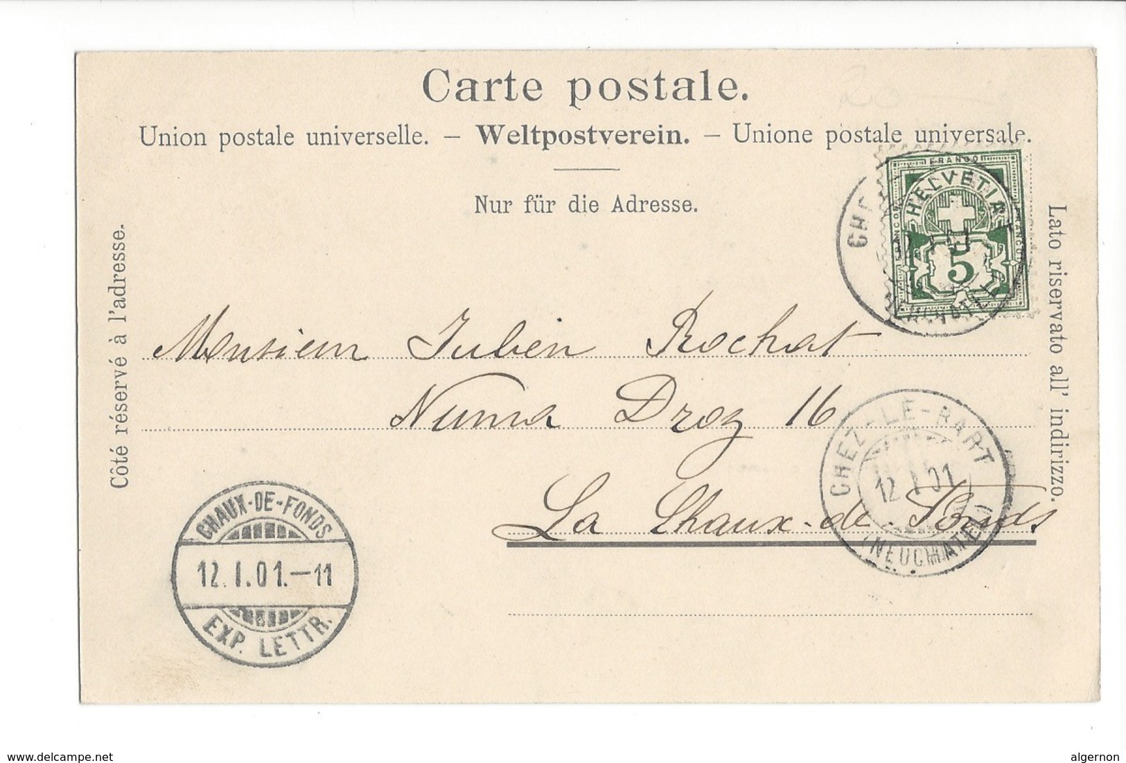 22241 - Pêcheurs Du Lac Léman + Cachet Chaux De Fonds 1901 - La Chaux