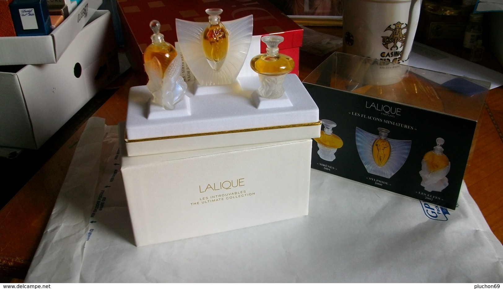 Coffret De Miniatures LALIQUE Année 2000 3 Bouteilles Pleines - Miniatures Womens' Fragrances (in Box)