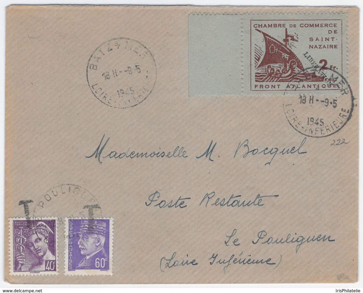 France 1945 - Saint Nazaire - Surchargé Libération Sur Lettre - Signé Calves - Mayer 4 - Befreiung