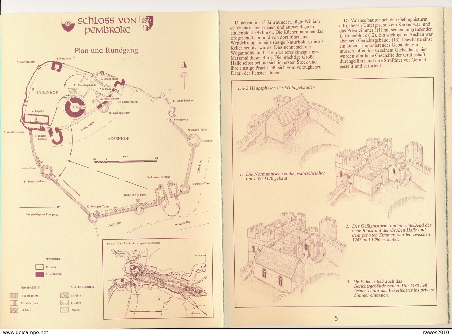 Grossbritannien 1991 Pembroke Das Schloss Von Pembroke Ein Führer Faltblatt 4 Seiten - Reiseprospekte