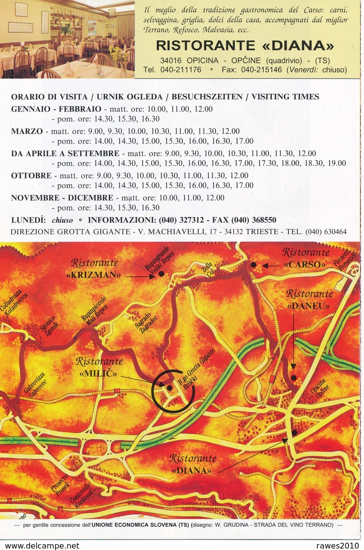 Italien Bergo Grotto Bei Triest Grotta Gigante - Grösste Besucherhöhle Der Welt Faltblatt 3 Seiten - Reiseprospekte