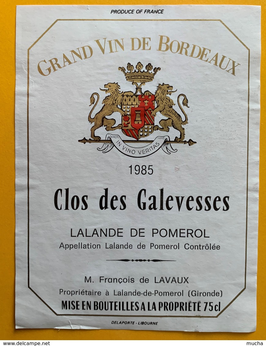 11068 - Clos Des Galevesses 1985 Lalande-de-Pomerol - Bordeaux