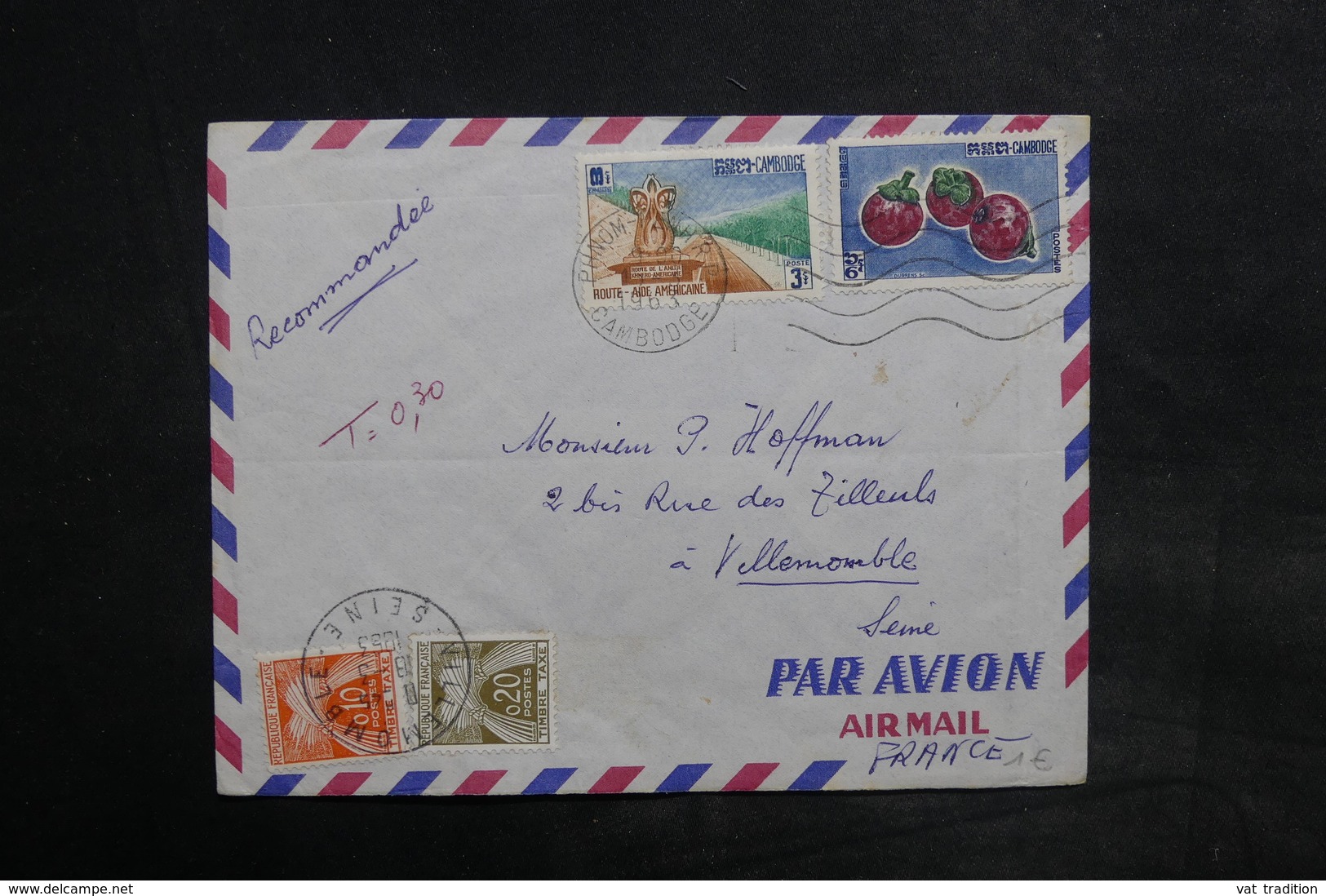 FRANCE - Taxes De Villemonble Sur Enveloppe Du Cambodge En 1963 - L 36107 - 1859-1959 Lettres & Documents