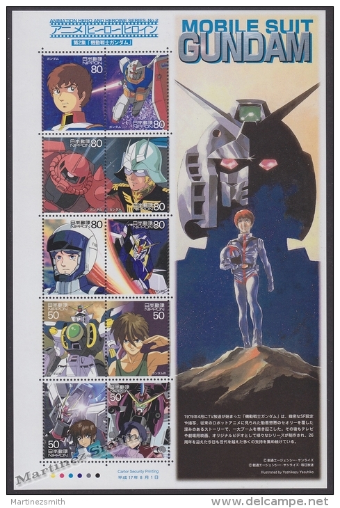 Japan - Japon 2005 Yvert 3726-35, Animation Movies, Heroes & Heroines (II) Mobile Suit Gundam - Sheetlet -  MNH - Ungebraucht