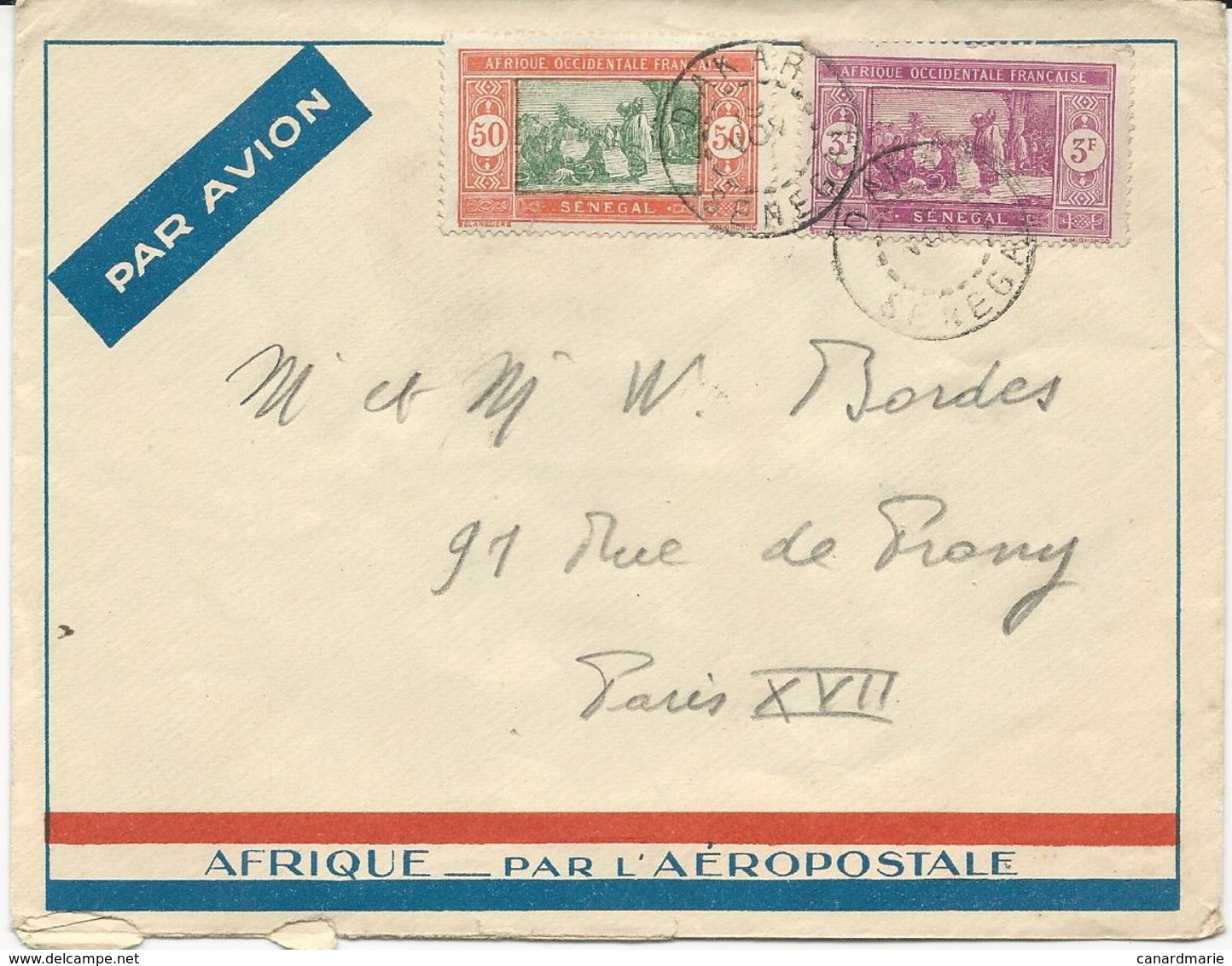3 LETTRES  PAR AVION 1934/ AFRIQUE PAR L'AEROPOSTALE - Briefe U. Dokumente