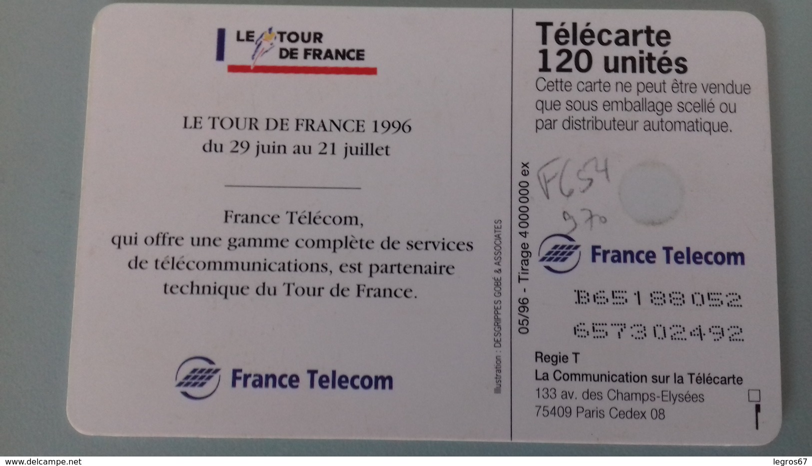 F 654 970 TOUR DE FRANCE - 120 Unités 