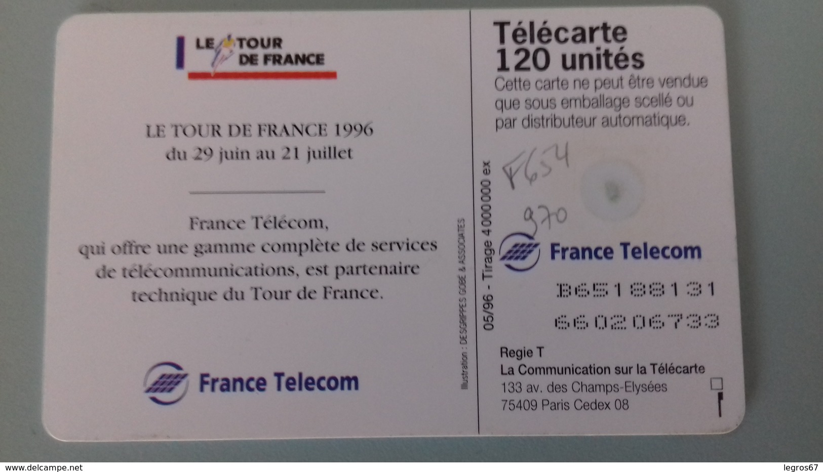 F 654 970 TOUR DE FRANCE - 120 Unités 