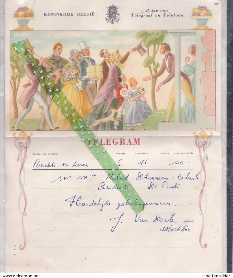 Telegram 1953, De Pinte, Aan D'Haenens-Van Den Abeele Van J. Van Daele, Huwelijk - Autres & Non Classés