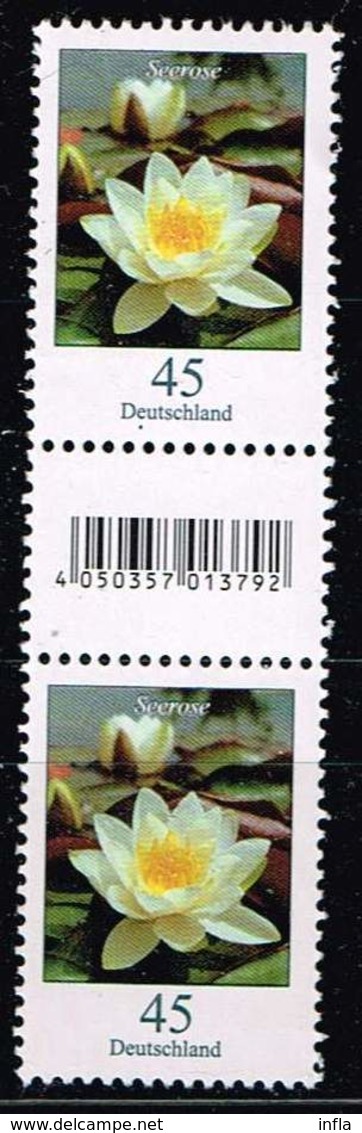 Bund 2017, Michel# 3303 R ** Blumen: Seerose  Mit Rollen-EAN Und Nr. 345 - Rollo De Sellos