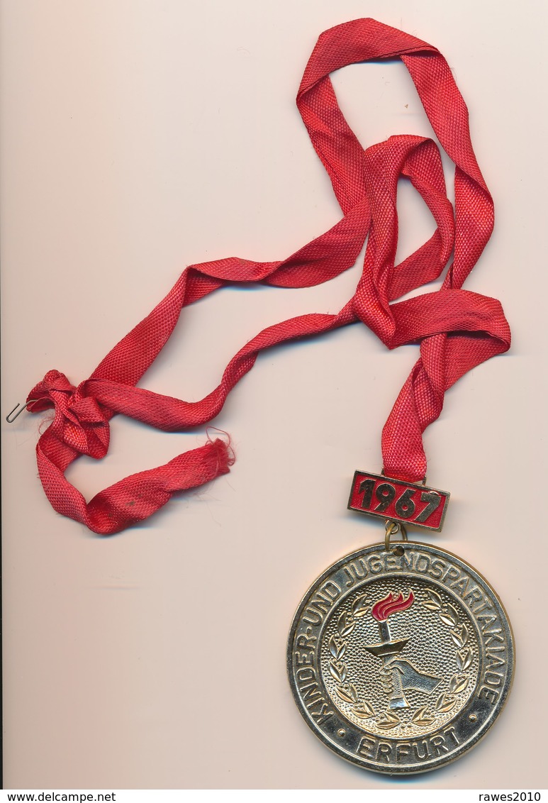 DDR 1967 Erfurt Medaille Kinder- Und Jugendspartakiade Höher Schneller Weiter DTSB FDJ - República Democrática