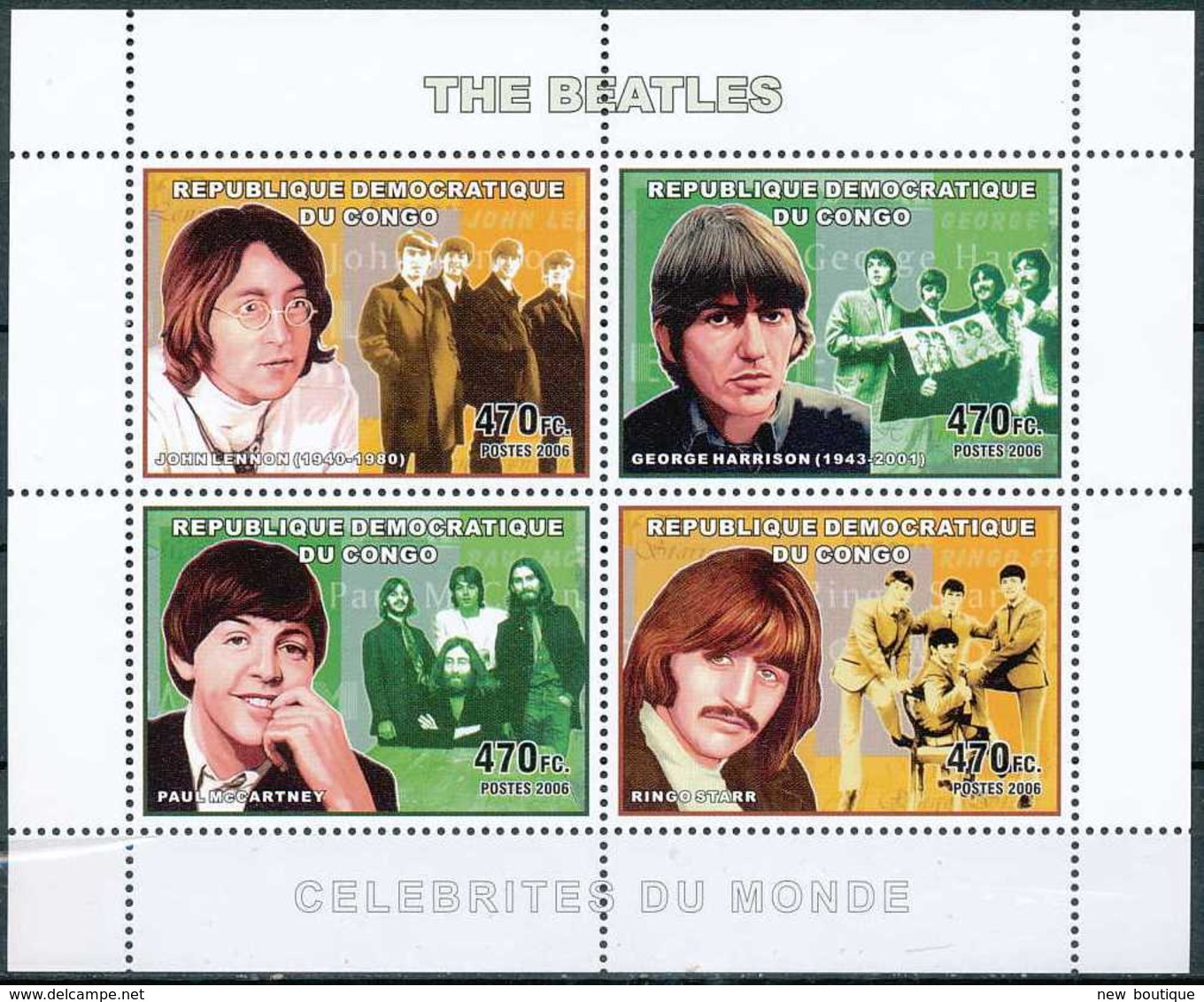 NB - [30462]SUP//**/Mnh-c:15e-RD CONGO 2006 - Célébrités Du Monde - The Beatles. - Musica