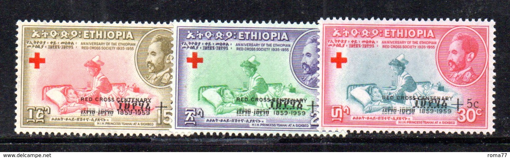 ETP262b - ETIOPIA 1959 ,  Yvert  N 349/351    *  Linguella . Croce Rossa - Etiopia